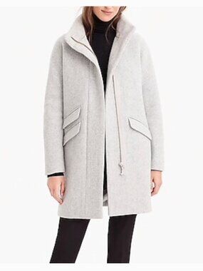 J. Crew Cocoon Coat in Italian Stadium-Cloth Wool Blend Heather Dusk Gray 4P
